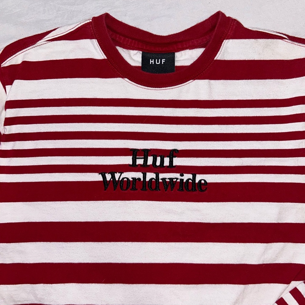 Huf worldwide Long Sleeve Front Logo Striped T shirt